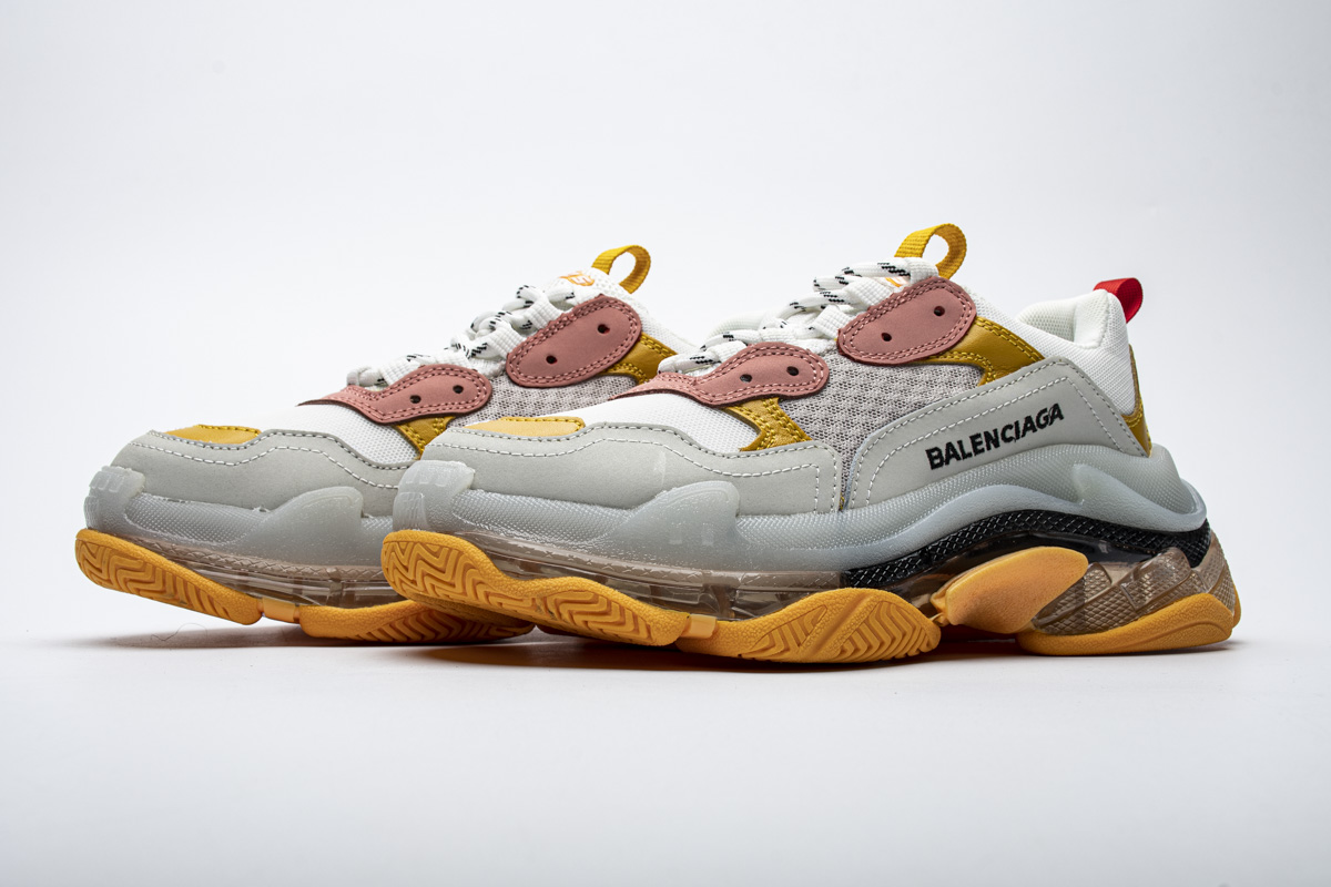 Triple S Clear Sole Gray and Yellow Shuangpin